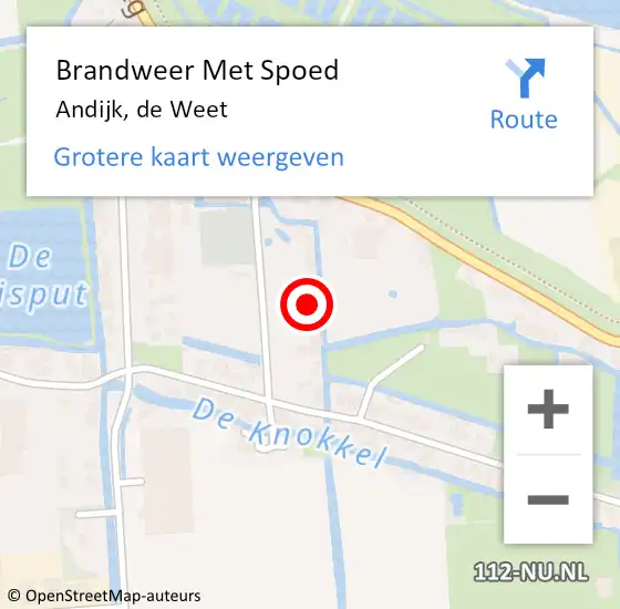 Locatie op kaart van de 112 melding: Brandweer Met Spoed Naar Andijk, de Weet op 11 januari 2022 01:49