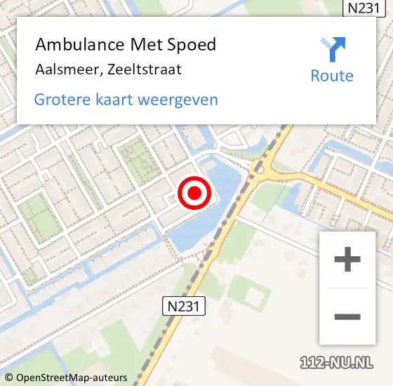 Locatie op kaart van de 112 melding: Ambulance Met Spoed Naar Aalsmeer, Zeeltstraat op 11 januari 2022 02:33