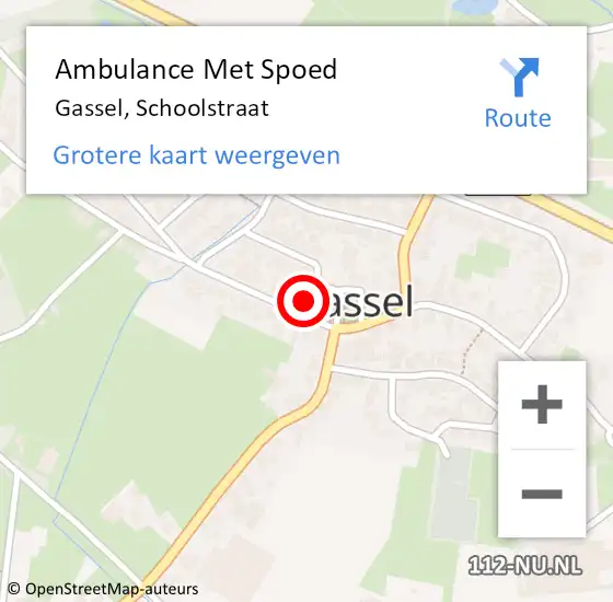 Locatie op kaart van de 112 melding: Ambulance Met Spoed Naar Gassel, Schoolstraat op 4 juli 2014 22:14