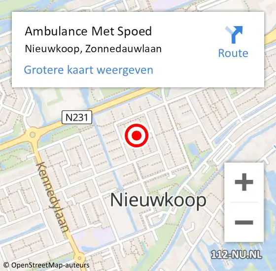 Locatie op kaart van de 112 melding: Ambulance Met Spoed Naar Nieuwkoop, Zonnedauwlaan op 11 januari 2022 03:34