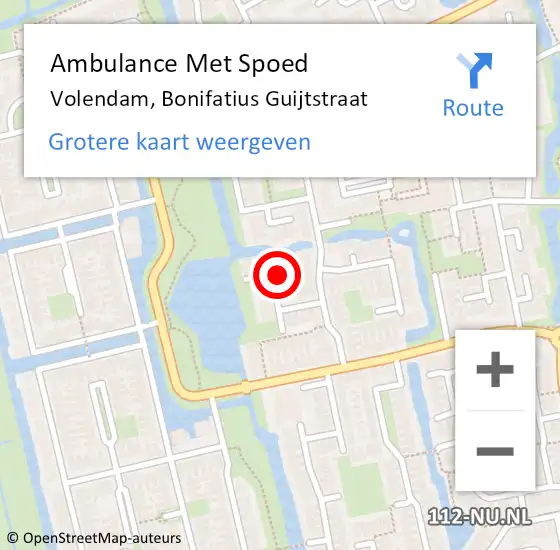 Locatie op kaart van de 112 melding: Ambulance Met Spoed Naar Volendam, Bonifatius Guijtstraat op 11 januari 2022 03:48