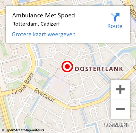 Locatie op kaart van de 112 melding: Ambulance Met Spoed Naar Rotterdam, Cadizerf op 11 januari 2022 05:00