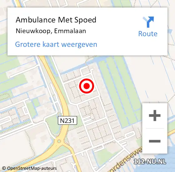 Locatie op kaart van de 112 melding: Ambulance Met Spoed Naar Nieuwkoop, Emmalaan op 11 januari 2022 06:41