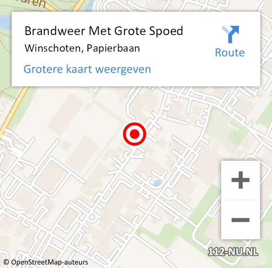 Locatie op kaart van de 112 melding: Brandweer Met Grote Spoed Naar Winschoten, Papierbaan op 11 januari 2022 06:43