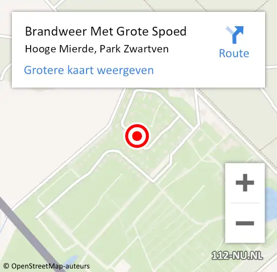 Locatie op kaart van de 112 melding: Brandweer Met Grote Spoed Naar Hooge Mierde, Park Zwartven op 11 januari 2022 06:49