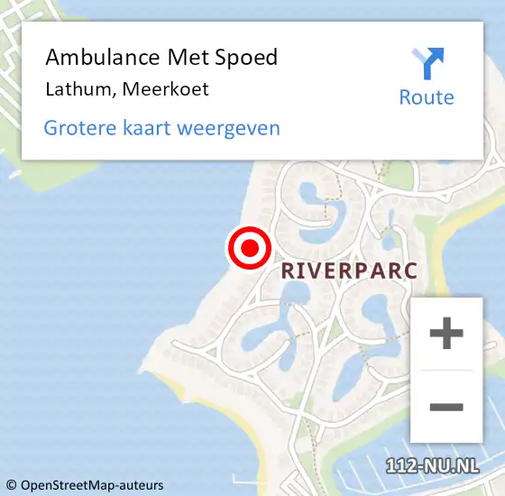 Locatie op kaart van de 112 melding: Ambulance Met Spoed Naar Lathum, Meerkoet op 11 januari 2022 07:01