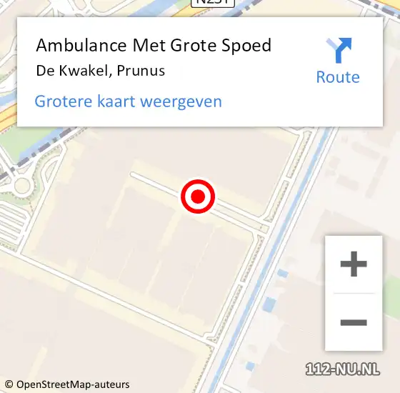 Locatie op kaart van de 112 melding: Ambulance Met Grote Spoed Naar De Kwakel, Prunus op 11 januari 2022 07:38
