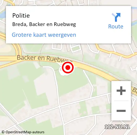 Locatie op kaart van de 112 melding: Politie Breda, Backer en Ruebweg op 11 januari 2022 08:22
