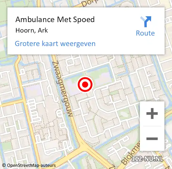 Locatie op kaart van de 112 melding: Ambulance Met Spoed Naar Hoorn, Ark op 11 januari 2022 08:36