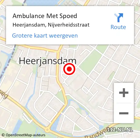 Locatie op kaart van de 112 melding: Ambulance Met Spoed Naar Heerjansdam, Nijverheidsstraat op 11 januari 2022 09:12