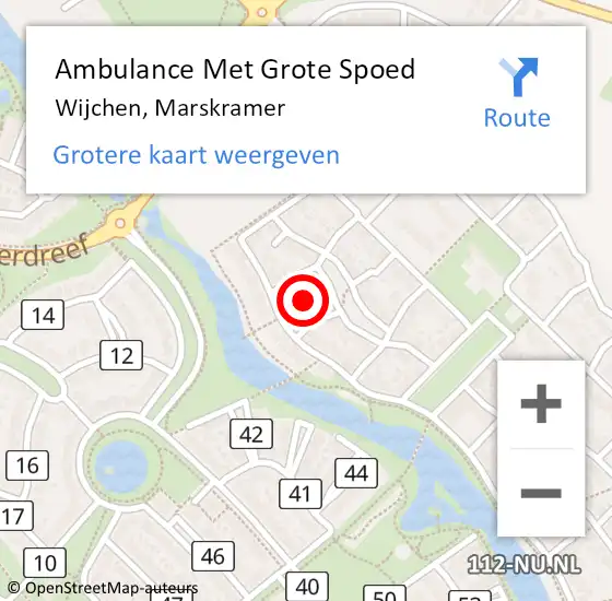 Locatie op kaart van de 112 melding: Ambulance Met Grote Spoed Naar Wijchen, Marskramer op 11 januari 2022 09:14