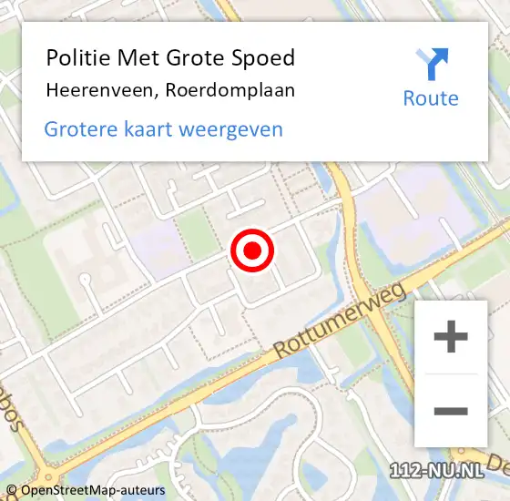 Locatie op kaart van de 112 melding: Politie Met Grote Spoed Naar Heerenveen, Roerdomplaan op 11 januari 2022 09:15