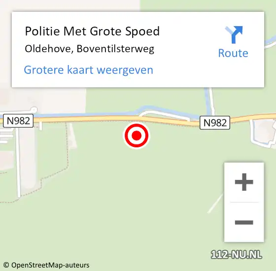 Locatie op kaart van de 112 melding: Politie Met Grote Spoed Naar Oldehove, Boventilsterweg op 11 januari 2022 09:33