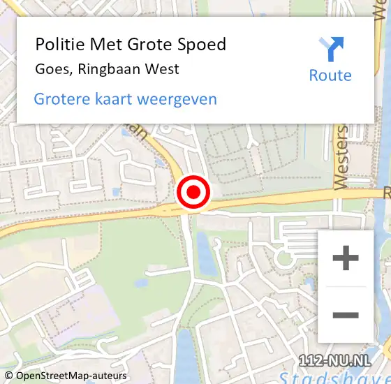 Locatie op kaart van de 112 melding: Politie Met Grote Spoed Naar Goes, Ringbaan West op 11 januari 2022 09:37