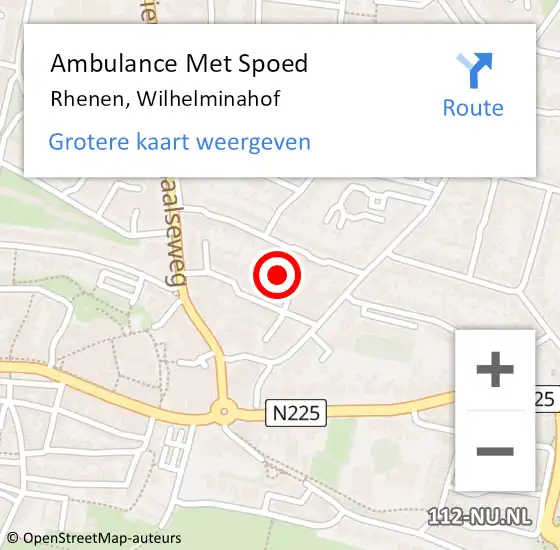 Locatie op kaart van de 112 melding: Ambulance Met Spoed Naar Rhenen, Wilhelminahof op 11 januari 2022 09:53