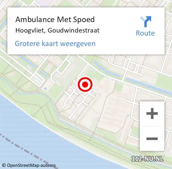 Locatie op kaart van de 112 melding: Ambulance Met Spoed Naar Hoogvliet, Goudwindestraat op 11 januari 2022 10:00