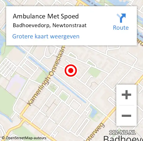 Locatie op kaart van de 112 melding: Ambulance Met Spoed Naar Badhoevedorp, Newtonstraat op 11 januari 2022 10:03