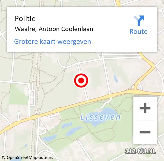 Locatie op kaart van de 112 melding: Politie Waalre, Antoon Coolenlaan op 11 januari 2022 10:07