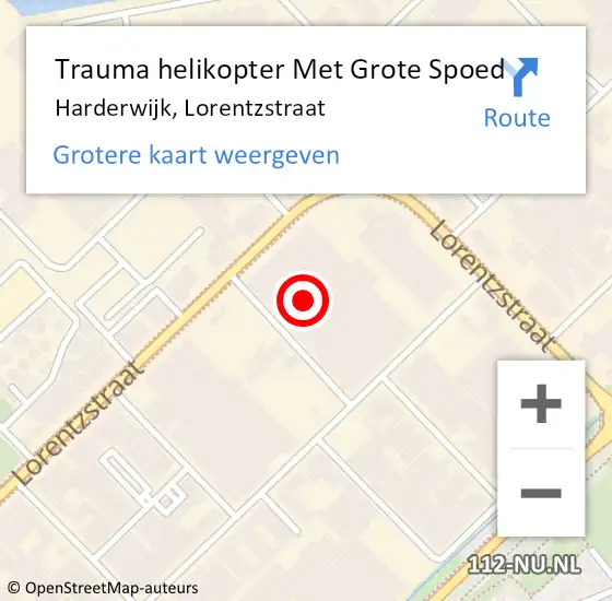 Locatie op kaart van de 112 melding: Trauma helikopter Met Grote Spoed Naar Harderwijk, Lorentzstraat op 11 januari 2022 10:08