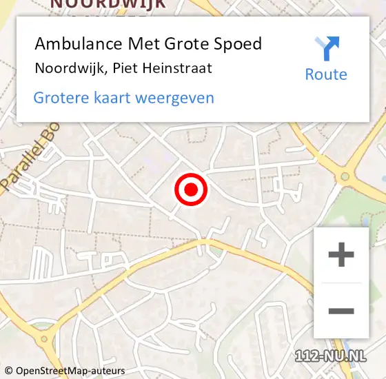 Locatie op kaart van de 112 melding: Ambulance Met Grote Spoed Naar Noordwijk, Piet Heinstraat op 11 januari 2022 10:34