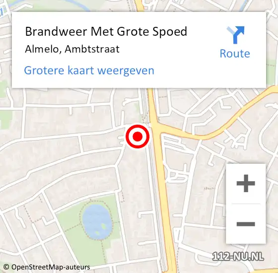 Locatie op kaart van de 112 melding: Brandweer Met Grote Spoed Naar Almelo, Ambtstraat op 11 januari 2022 10:37