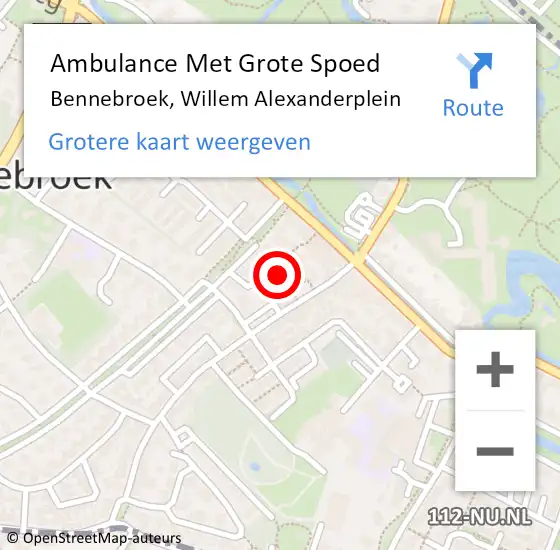 Locatie op kaart van de 112 melding: Ambulance Met Grote Spoed Naar Bennebroek, Willem Alexanderplein op 11 januari 2022 10:43