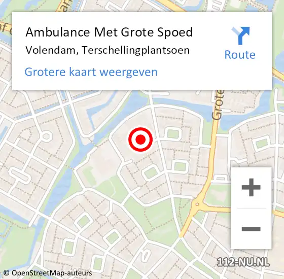 Locatie op kaart van de 112 melding: Ambulance Met Grote Spoed Naar Volendam, Terschellingplantsoen op 11 januari 2022 10:57