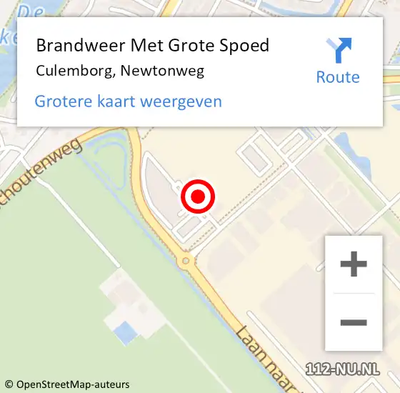 Locatie op kaart van de 112 melding: Brandweer Met Grote Spoed Naar Culemborg, Newtonweg op 11 januari 2022 11:00