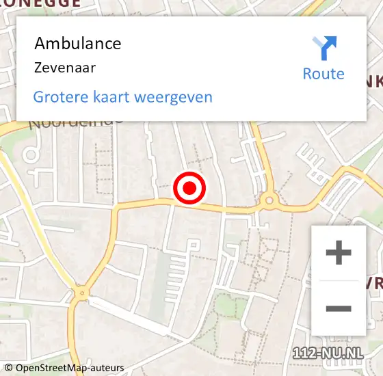 Locatie op kaart van de 112 melding: Ambulance Zevenaar op 11 januari 2022 11:06