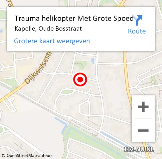 Locatie op kaart van de 112 melding: Trauma helikopter Met Grote Spoed Naar Kapelle, Oude Bosstraat op 11 januari 2022 11:07