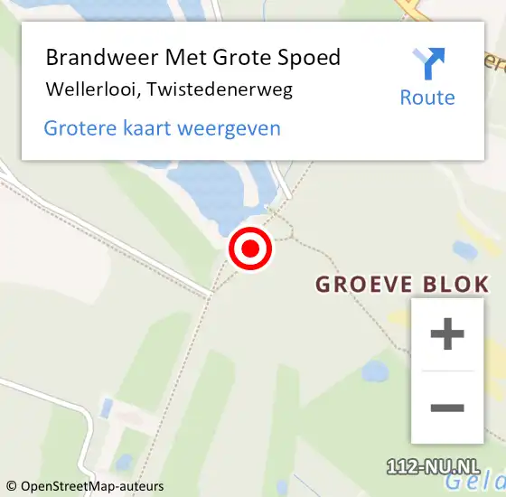 Locatie op kaart van de 112 melding: Brandweer Met Grote Spoed Naar Wellerlooi, Twistedenerweg op 11 januari 2022 11:07