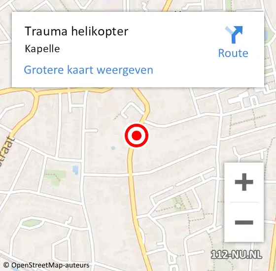 Locatie op kaart van de 112 melding: Trauma helikopter Kapelle op 11 januari 2022 11:09