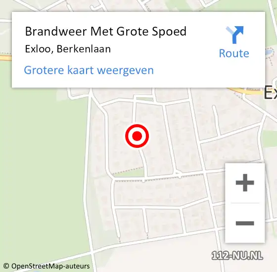 Locatie op kaart van de 112 melding: Brandweer Met Grote Spoed Naar Exloo, Berkenlaan op 11 januari 2022 11:19