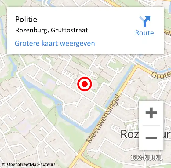 Locatie op kaart van de 112 melding: Politie Rozenburg, Gruttostraat op 11 januari 2022 11:19