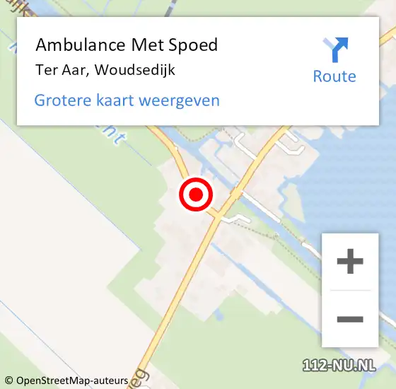 Locatie op kaart van de 112 melding: Ambulance Met Spoed Naar Ter Aar, Woudsedijk op 11 januari 2022 11:45