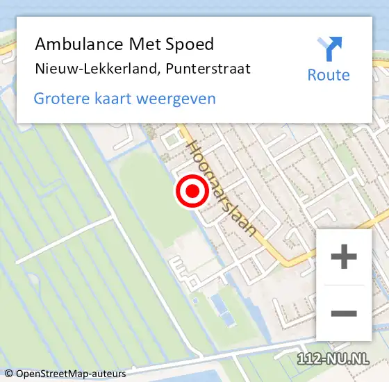 Locatie op kaart van de 112 melding: Ambulance Met Spoed Naar Nieuw-Lekkerland, Punterstraat op 11 januari 2022 11:45