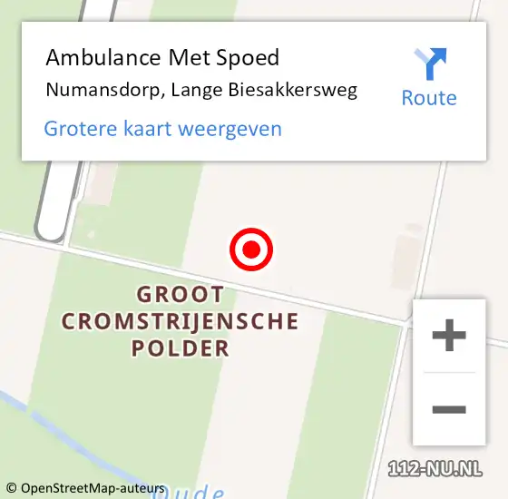 Locatie op kaart van de 112 melding: Ambulance Met Spoed Naar Numansdorp, Lange Biesakkersweg op 11 januari 2022 11:56