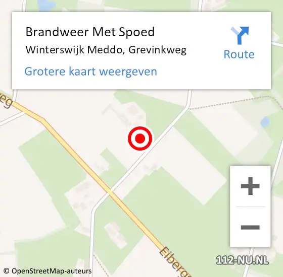 Locatie op kaart van de 112 melding: Brandweer Met Spoed Naar Winterswijk Meddo, Grevinkweg op 11 januari 2022 12:01