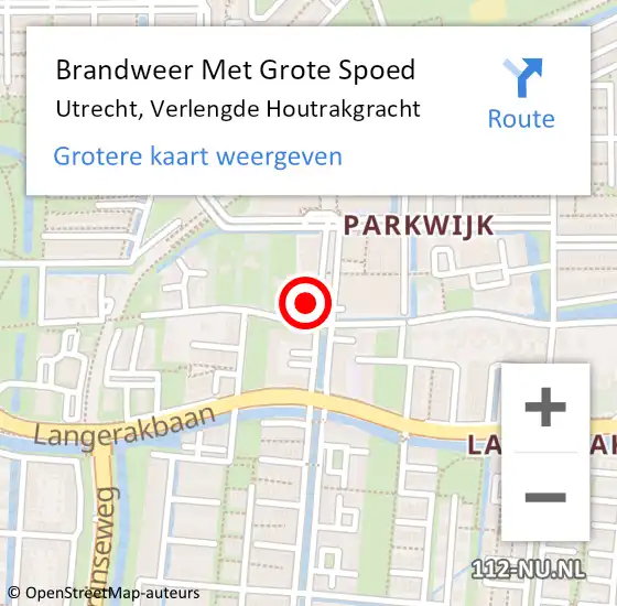 Locatie op kaart van de 112 melding: Brandweer Met Grote Spoed Naar Utrecht, Verlengde Houtrakgracht op 11 januari 2022 12:12