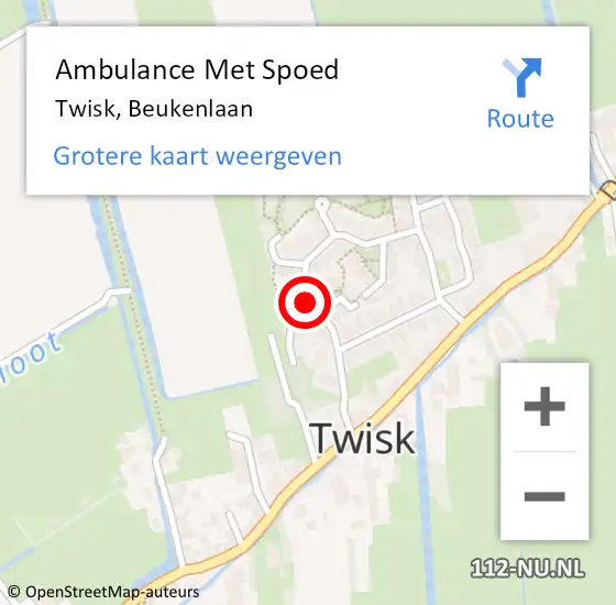Locatie op kaart van de 112 melding: Ambulance Met Spoed Naar Twisk, Beukenlaan op 11 januari 2022 12:49