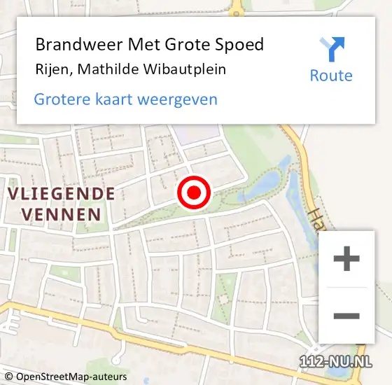 Locatie op kaart van de 112 melding: Brandweer Met Grote Spoed Naar Rijen, Mathilde Wibautplein op 11 januari 2022 12:54