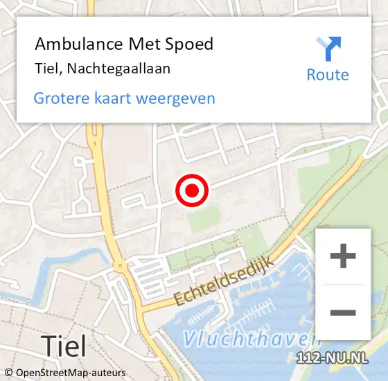 Locatie op kaart van de 112 melding: Ambulance Met Spoed Naar Tiel, Nachtegaallaan op 11 januari 2022 12:55