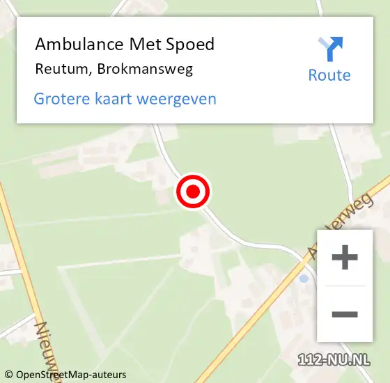 Locatie op kaart van de 112 melding: Ambulance Met Spoed Naar Reutum, Brokmansweg op 11 januari 2022 12:58