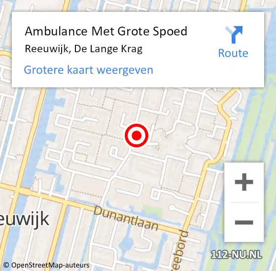 Locatie op kaart van de 112 melding: Ambulance Met Grote Spoed Naar Reeuwijk, De Lange Krag op 11 januari 2022 13:02