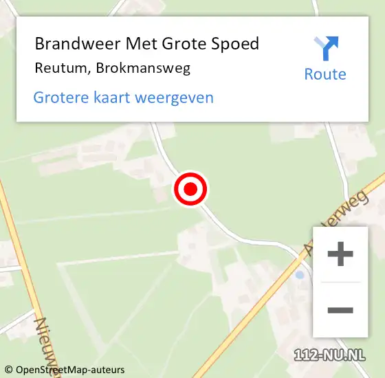 Locatie op kaart van de 112 melding: Brandweer Met Grote Spoed Naar Reutum, Brokmansweg op 11 januari 2022 13:10