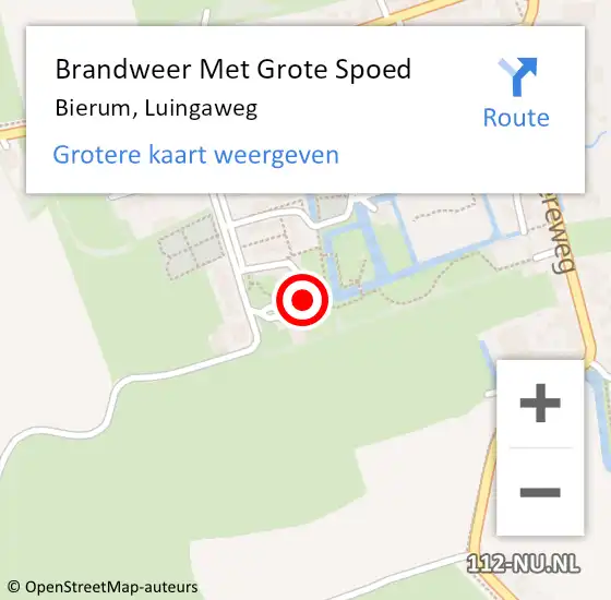 Locatie op kaart van de 112 melding: Brandweer Met Grote Spoed Naar Bierum, Luingaweg op 4 juli 2014 23:24