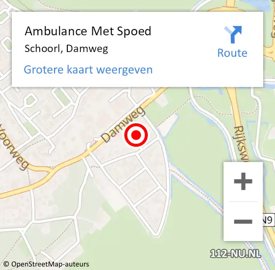 Locatie op kaart van de 112 melding: Ambulance Met Spoed Naar Schoorl, Damweg op 11 januari 2022 13:53