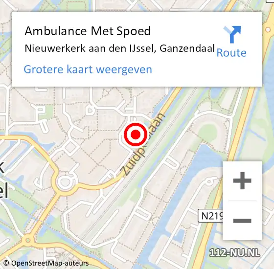 Locatie op kaart van de 112 melding: Ambulance Met Spoed Naar Nieuwerkerk aan den IJssel, Ganzendaal op 11 januari 2022 14:06