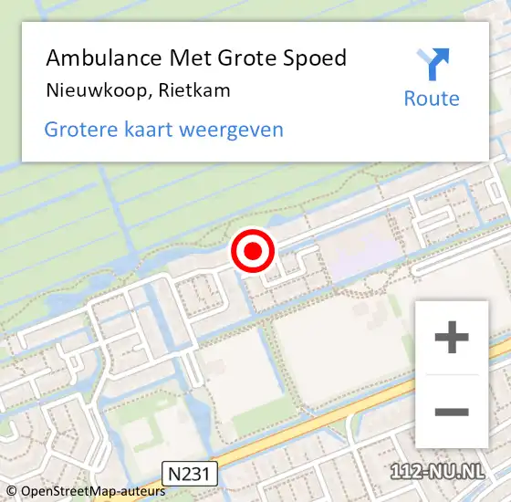 Locatie op kaart van de 112 melding: Ambulance Met Grote Spoed Naar Nieuwkoop, Rietkam op 11 januari 2022 14:06