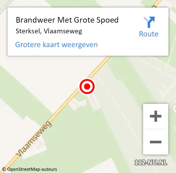 Locatie op kaart van de 112 melding: Brandweer Met Grote Spoed Naar Sterksel, Vlaamseweg op 11 januari 2022 14:19